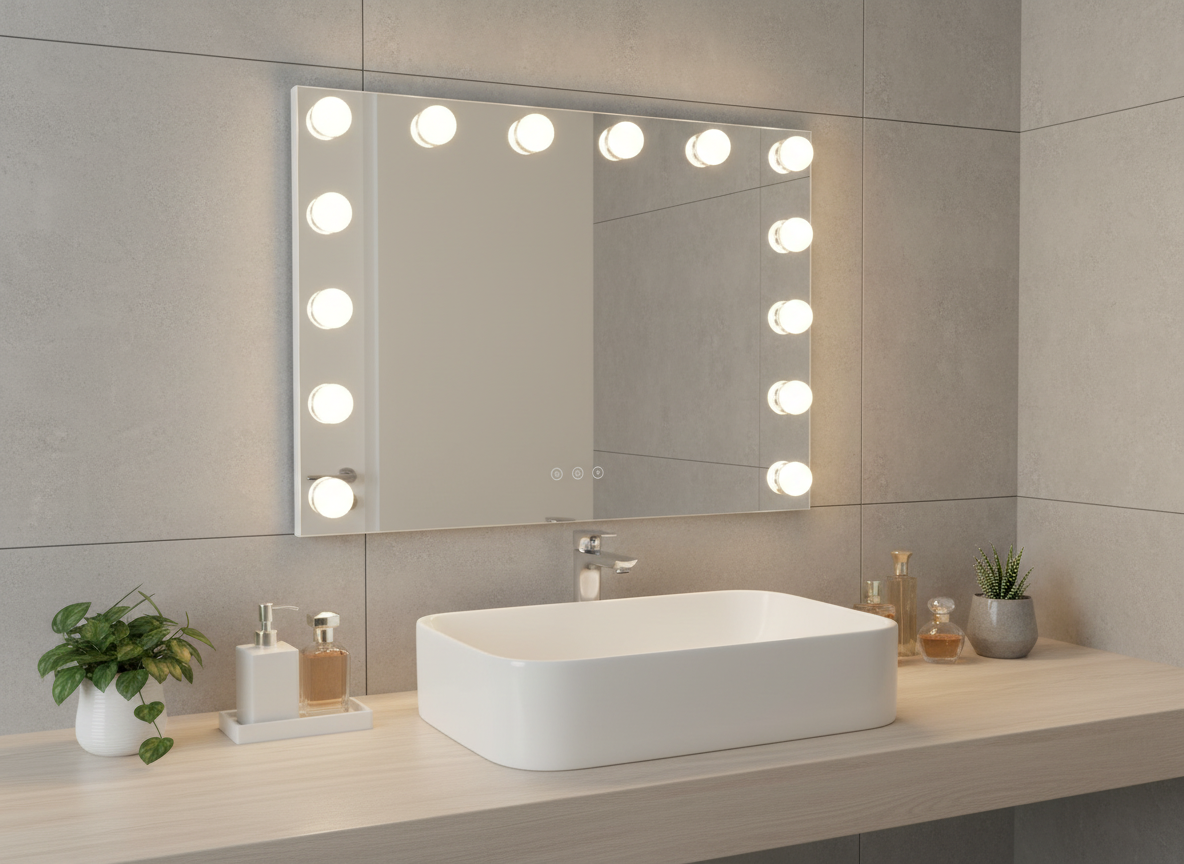 LED Beauty Mirror with 14 Bulbs, Colour Settings, USB A and USB C, White, 50 x 42cm V196-BM500
