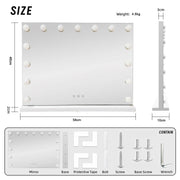 LED Beauty Mirror with 15 Bulbs, Colour Settings, USB A and USB C, White, 58 x 48cm V196-BM580