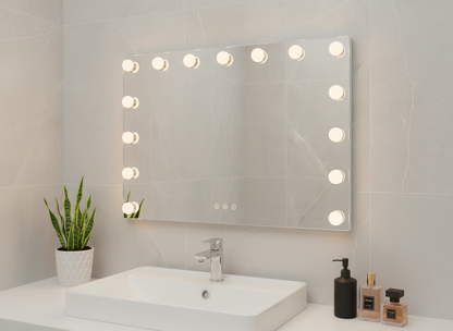 LED Beauty Mirror with 15 Bulbs, Colour Settings, USB A and USB C, White, 58 x 48cm V196-BM580