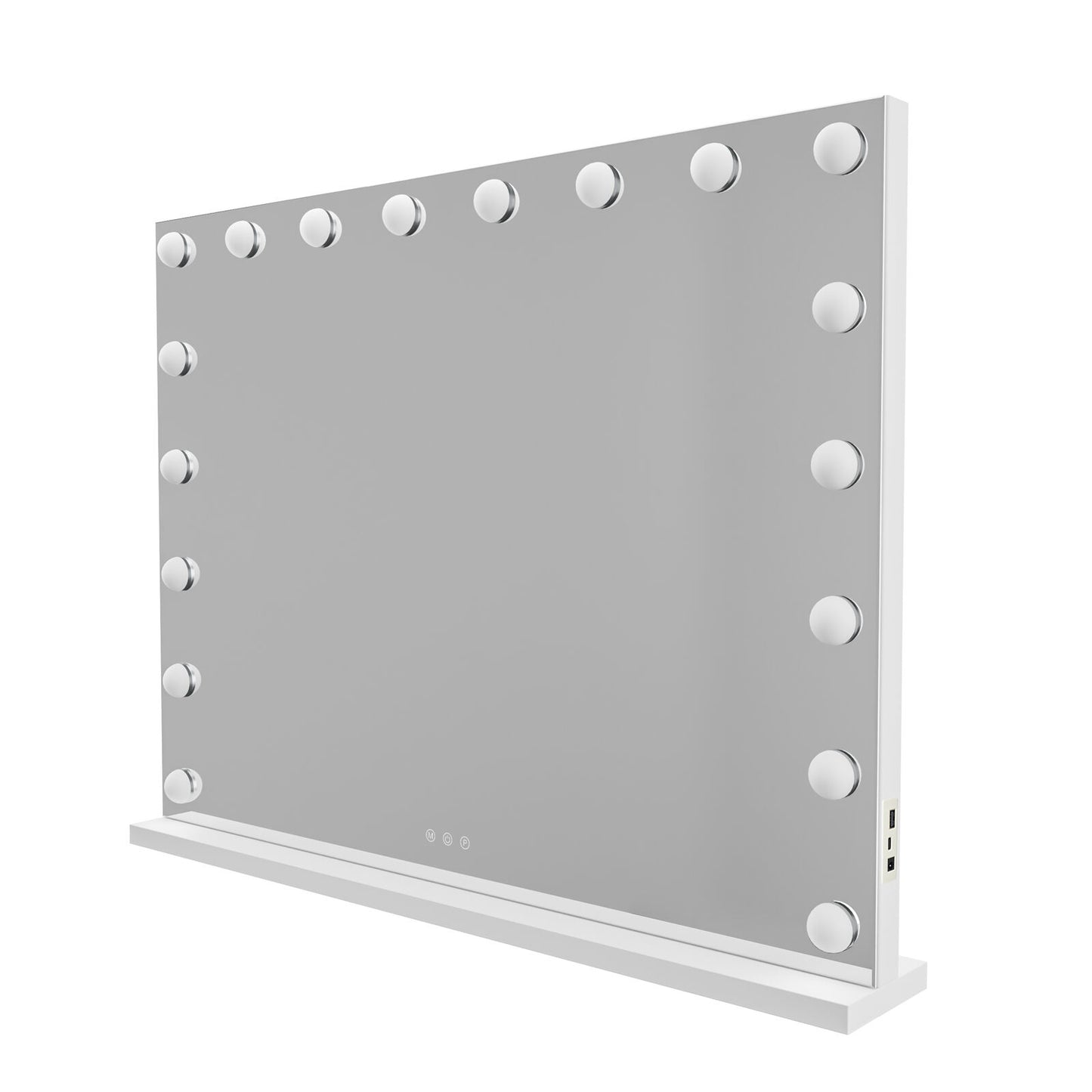 LED Beauty Mirror with 18 Bulbs, Colour Settings, USB A and USB C, White, 80 x 62cm V196-BM800