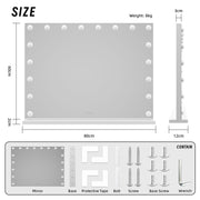 LED Beauty Mirror with 18 Bulbs, Colour Settings, USB A and USB C, White, 80 x 62cm V196-BM800