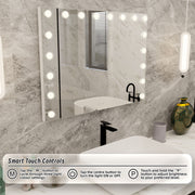 LED Beauty Mirror with 18 Bulbs, Colour Settings, USB A and USB C, White, 80 x 62cm V196-BM800