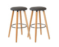2 Cotton/Steel Modern Padded Barstools (Grey/Wood) V196-BS1246G