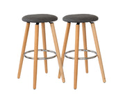 2 Cotton/Steel Modern Padded Barstools (Grey/Wood) V196-BS1246G