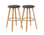 2 Cotton/Steel Modern Padded Barstools (Grey/Wood) V196-BS1246G
