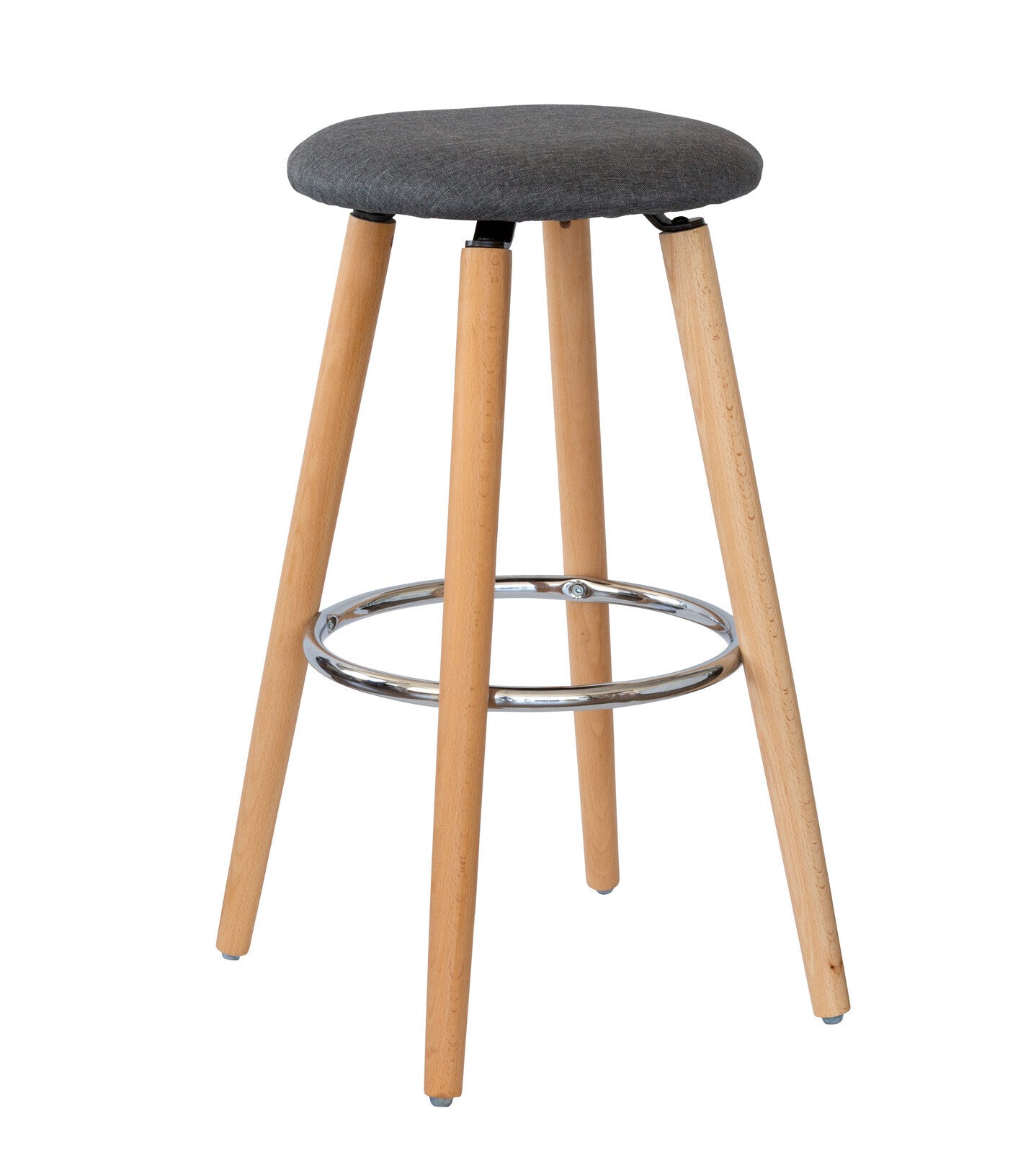 2 Cotton/Steel Modern Padded Barstools (Grey/Wood) V196-BS1246G