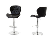 2 Comfortable Bar Stools (Black) w/ Adjustable Height, 90-112cm V196-BS520B