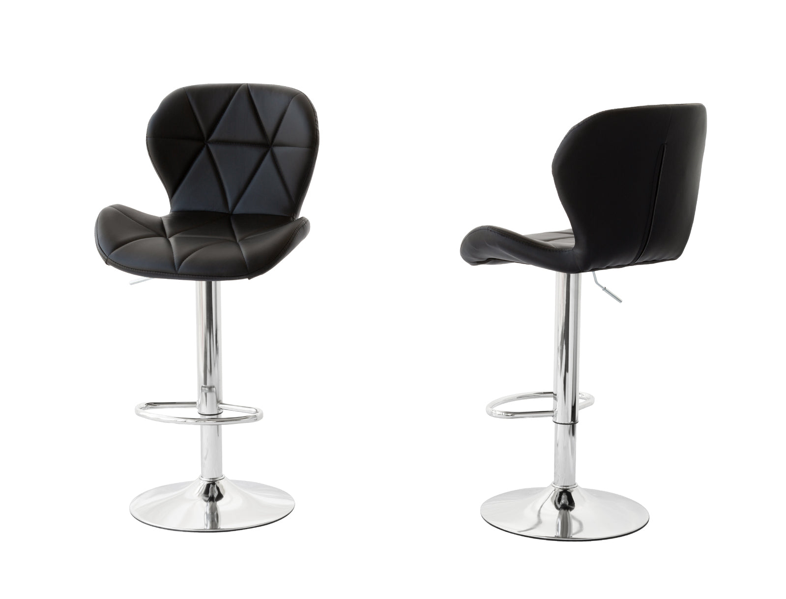 2 Comfortable Bar Stools (Black) w/ Adjustable Height, 90-112cm V196-BS520B