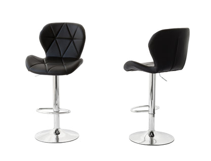 2 Comfortable Bar Stools (Black) w/ Adjustable Height, 90-112cm V196-BS520B