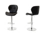 2 Comfortable Bar Stools (Black) w/ Adjustable Height, 90-112cm V196-BS520B