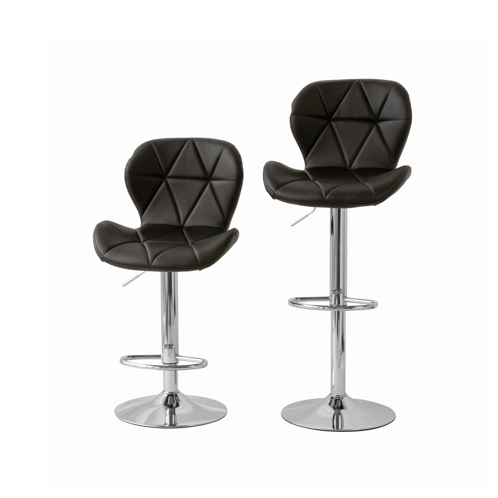 2 Comfortable Bar Stools (Black) w/ Adjustable Height, 90-112cm V196-BS520B