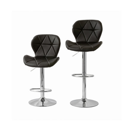 2 Comfortable Bar Stools (Black) w/ Adjustable Height, 90-112cm V196-BS520B