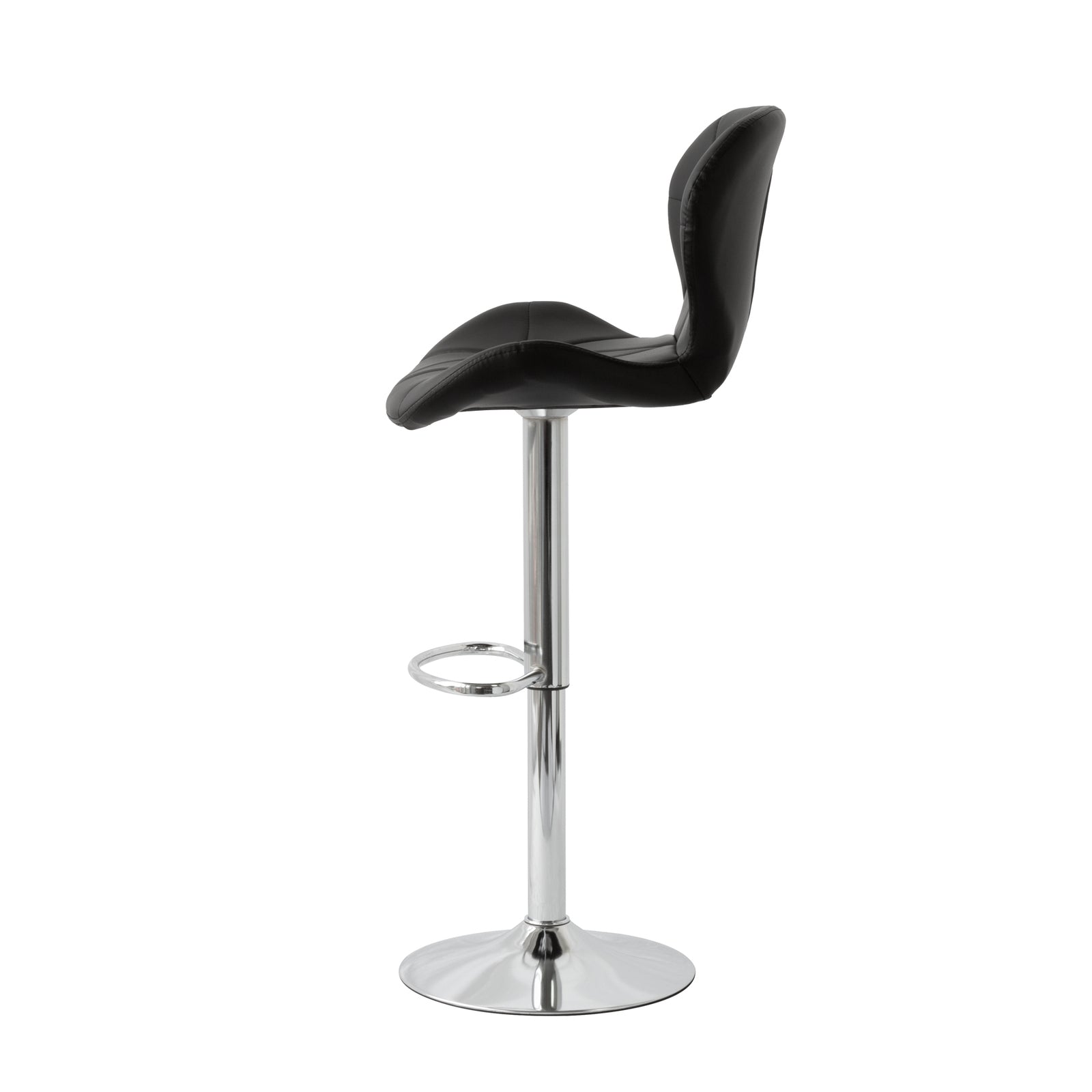 2 Comfortable Bar Stools (Black) w/ Adjustable Height, 90-112cm V196-BS520B