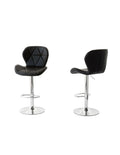2 Comfortable Bar Stools (Black) w/ Adjustable Height, 90-112cm V196-BS520B_K