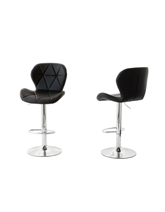 2 Comfortable Bar Stools (Black) w/ Adjustable Height, 90-112cm V196-BS520B_K