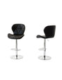 2 Comfortable Bar Stools (Black) w/ Adjustable Height, 90-112cm V196-BS520B_K