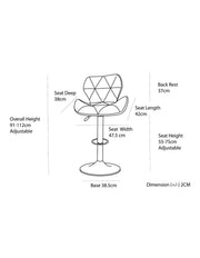 2 Comfortable Bar Stools (Black) w/ Adjustable Height, 90-112cm V196-BS520B_K