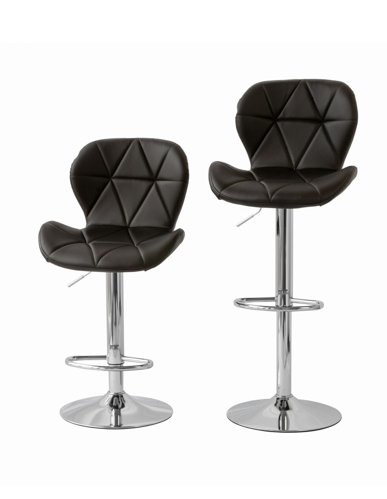 2 Comfortable Bar Stools (Black) w/ Adjustable Height, 90-112cm V196-BS520B_K