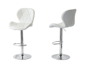 2 Comfortable Bar Stools (White) w/ Adjustable Height, 90-112cm V196-BS520W