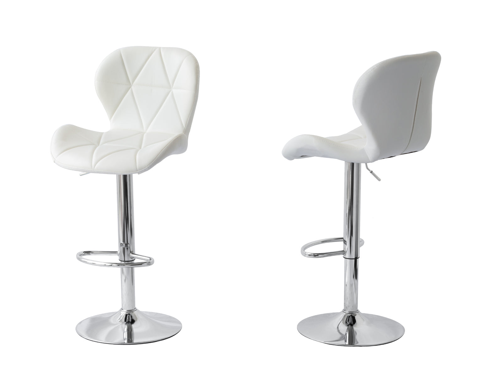 2 Comfortable Bar Stools (White) w/ Adjustable Height, 90-112cm V196-BS520W