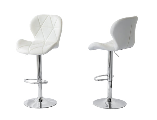 2 Comfortable Bar Stools (White) w/ Adjustable Height, 90-112cm V196-BS520W