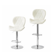2 Comfortable Bar Stools (White) w/ Adjustable Height, 90-112cm V196-BS520W