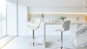 2 Comfortable Bar Stools (White) w/ Adjustable Height, 90-112cm V196-BS520W
