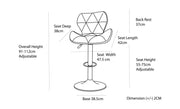 2 Comfortable Bar Stools (White) w/ Adjustable Height, 90-112cm V196-BS520W