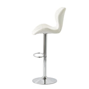 2 Comfortable Bar Stools (White) w/ Adjustable Height, 90-112cm V196-BS520W