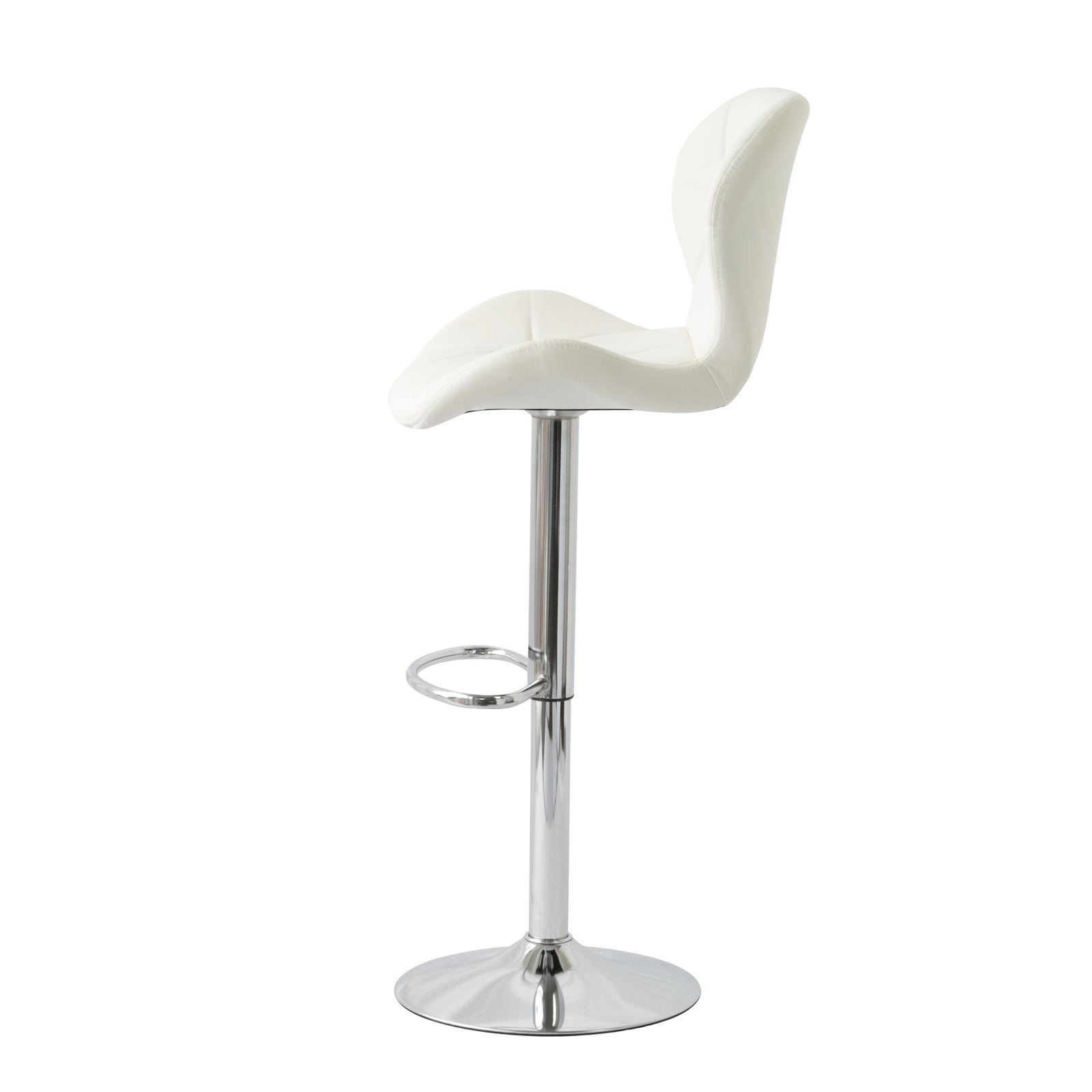2 Comfortable Bar Stools (White) w/ Adjustable Height, 90-112cm V196-BS520W