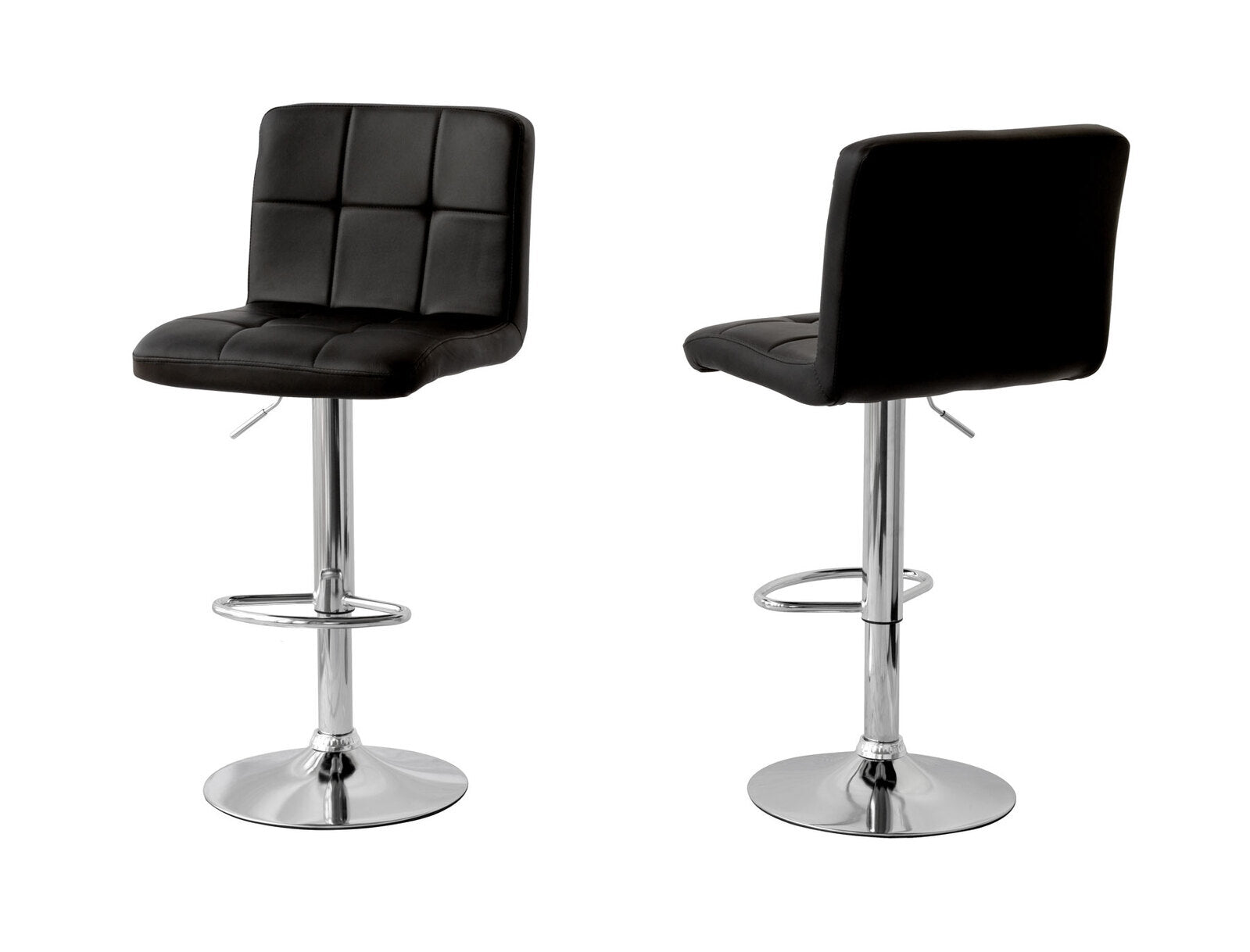 2 Tall Back Paddled Leather Barstools (Black), 90-110cm V196-BS521B