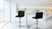 2 Tall Back Paddled Leather Barstools (Black), 90-110cm V196-BS521B