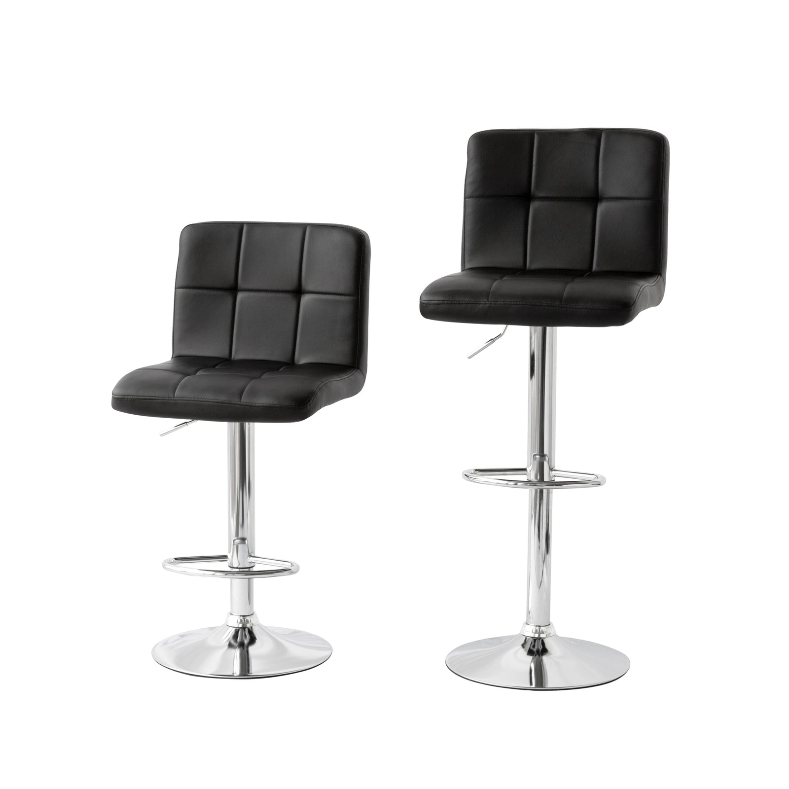 2 Tall Back Paddled Leather Barstools (Black), 90-110cm V196-BS521B