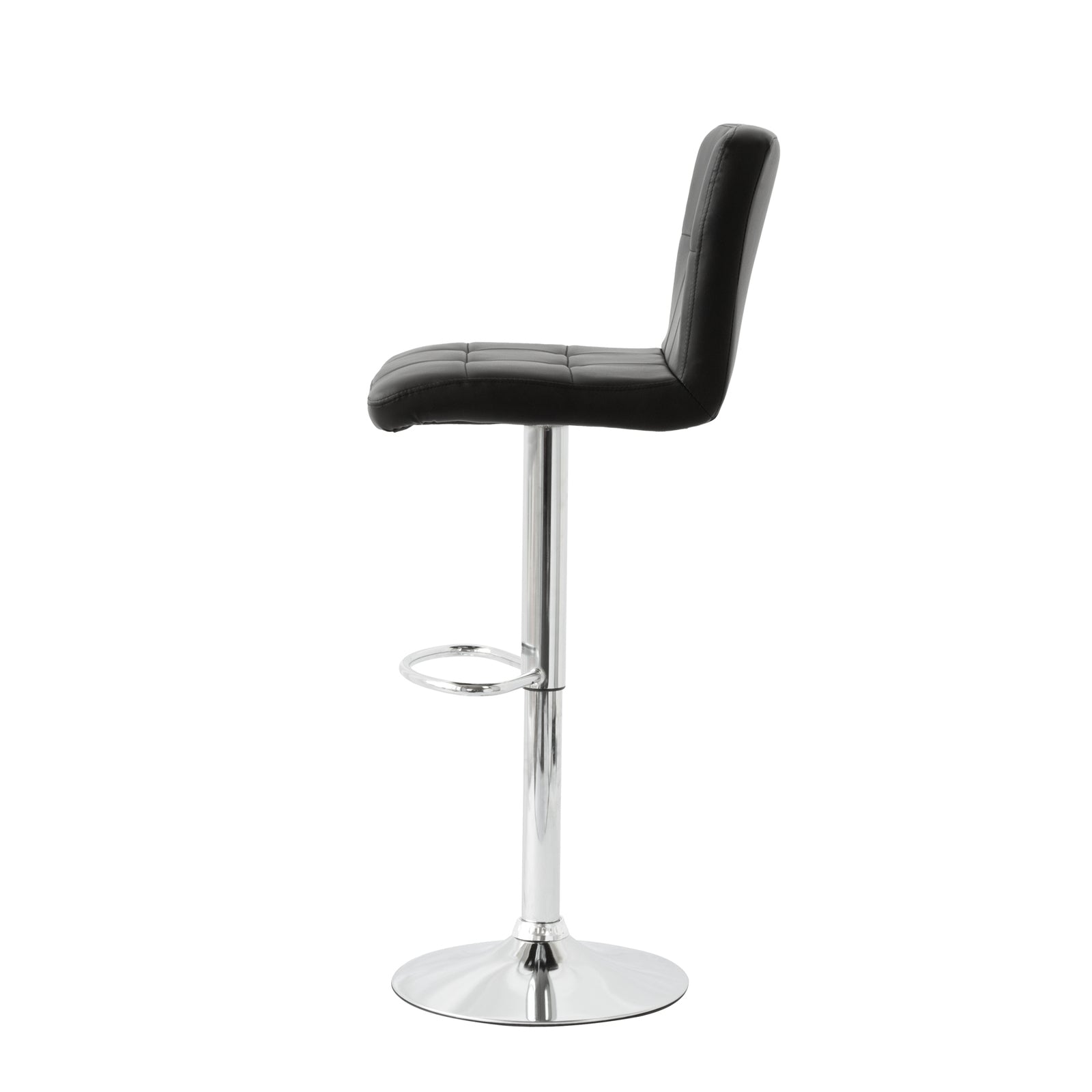 2 Tall Back Paddled Leather Barstools (Black), 90-110cm V196-BS521B