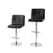 2 Tall Back Padded Leather Barstools (Black), 90-110cm V196-BS521B_K