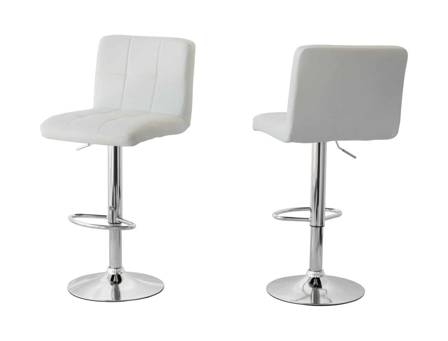 2 Tall Back Paddled Leather Barstools (White), 90-110cm V196-BS521W