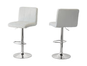 2 Tall Back Paddled Leather Barstools (White), 90-110cm V196-BS521W