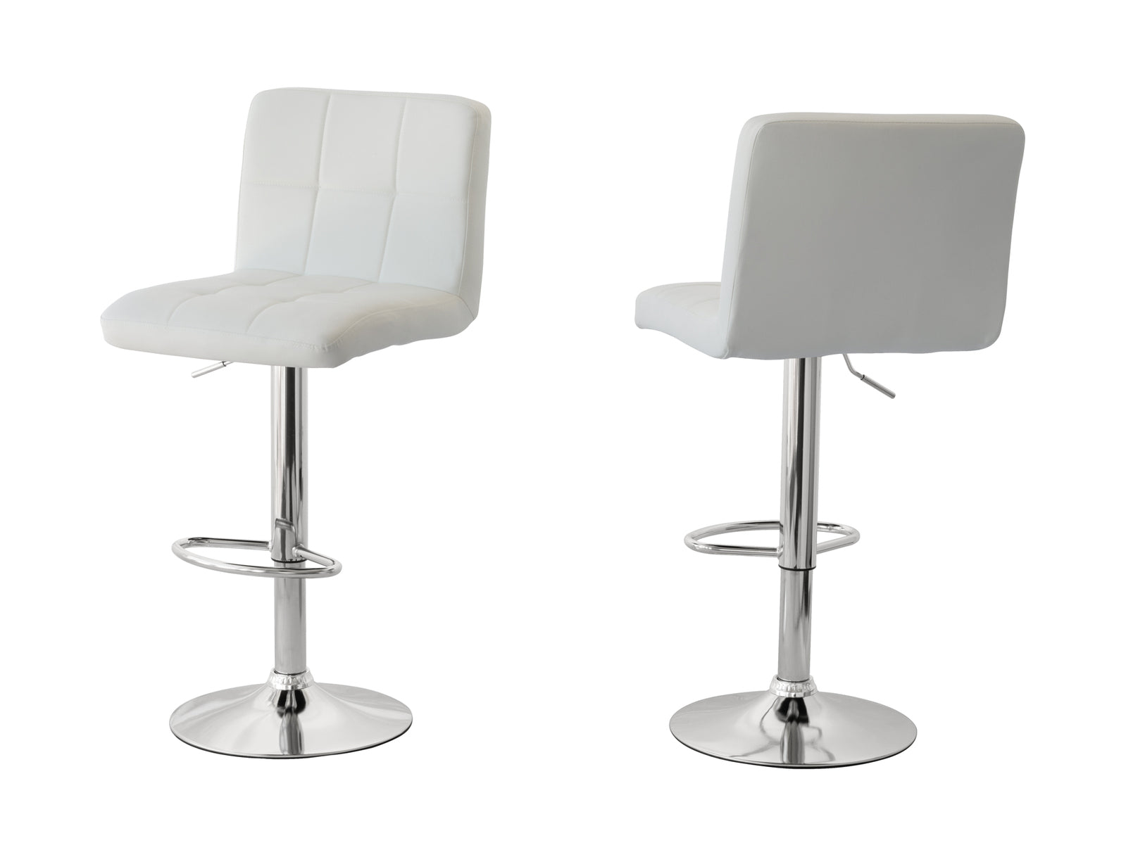 2 Tall Back Paddled Leather Barstools (White), 90-110cm V196-BS521W