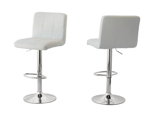 2 Tall Back Paddled Leather Barstools (White), 90-110cm V196-BS521W