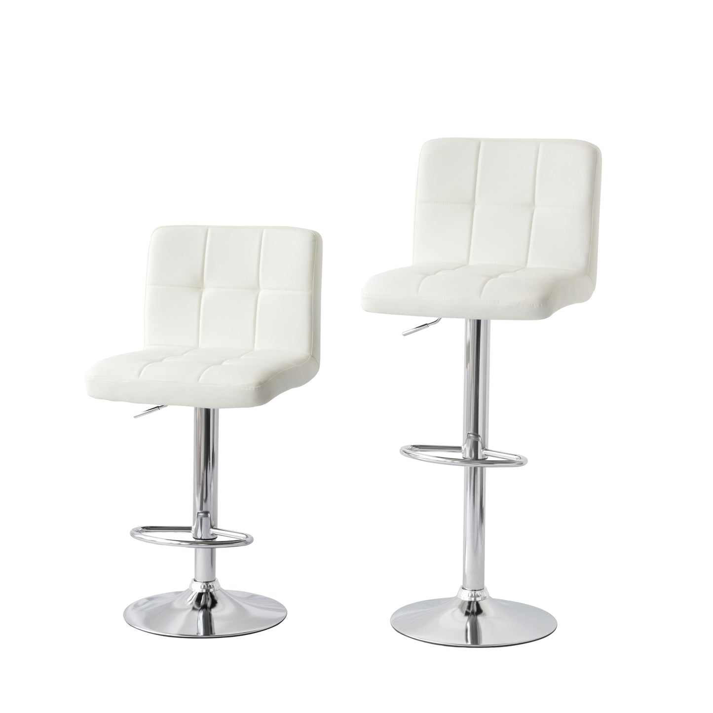 2 Tall Back Paddled Leather Barstools (White), 90-110cm V196-BS521W