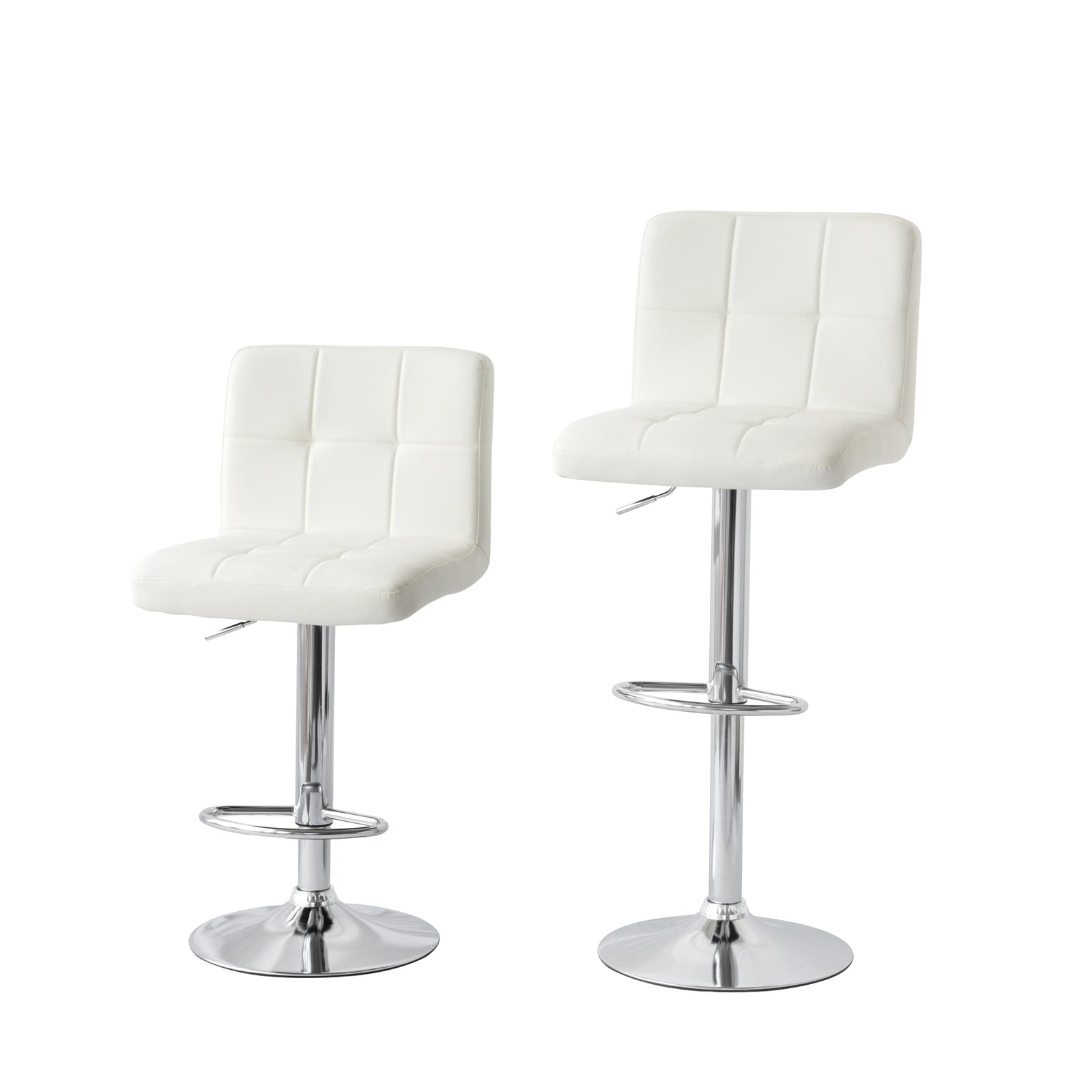 2 Tall Back Paddled Leather Barstools (White), 90-110cm V196-BS521W