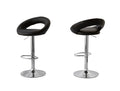 2 Curve Leather Barstools (Black) w/ Adjustable Height, 78-99cm V196-BS522B_K