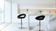 2 Curve Leather Barstools (Black) w/ Adjustable Height, 78-99cm V196-BS522B_K