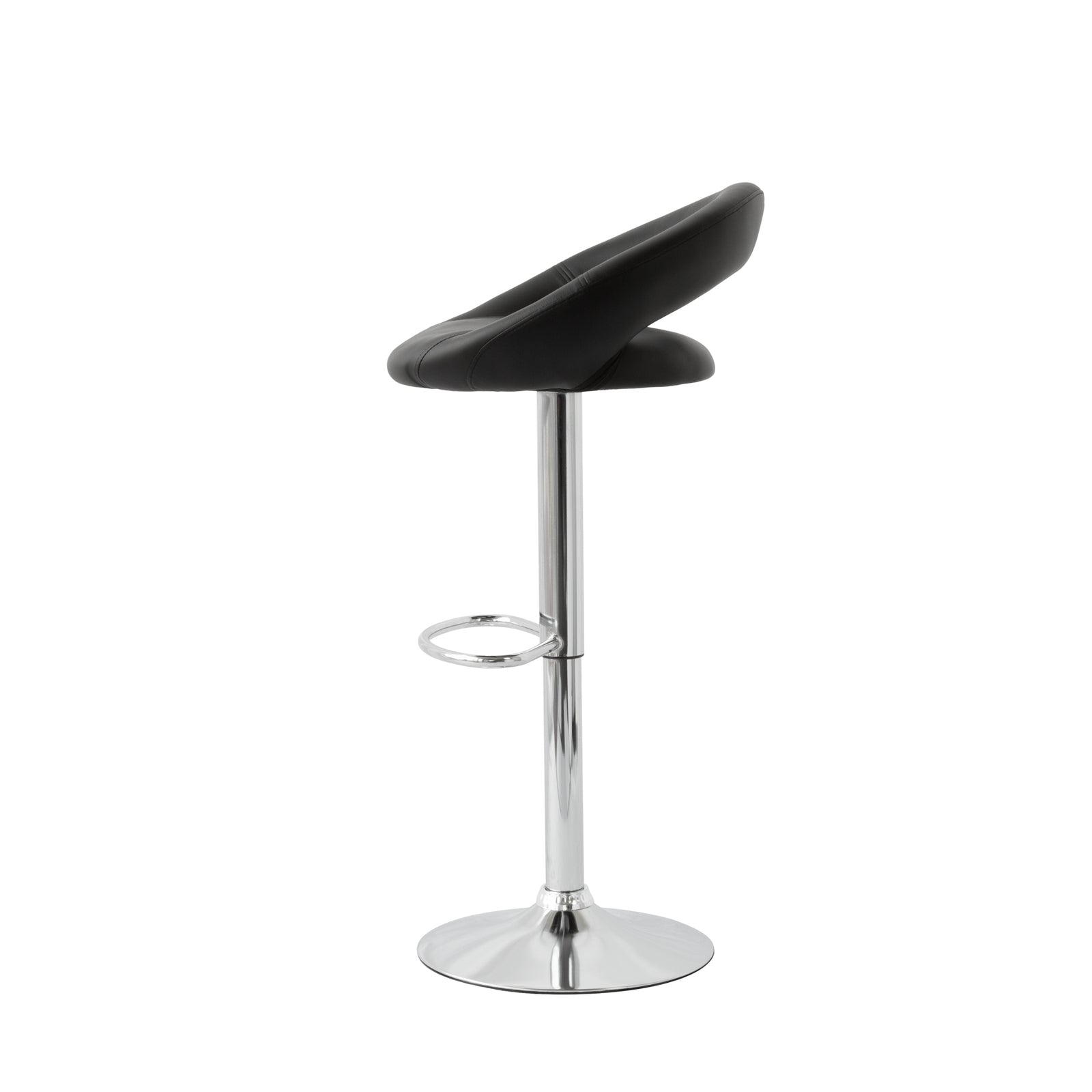 2 Curve Leather Barstools (Black) w/ Adjustable Height, 78-99cm V196-BS522B_K