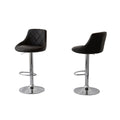 2 Diamond Style Padded Leather Barstools (Black) w/ Adjustable Height V196-BS524B_K