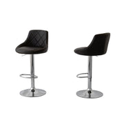 2 Diamond Style Padded Leather Barstools (Black) w/ Adjustable Height V196-BS524B_K