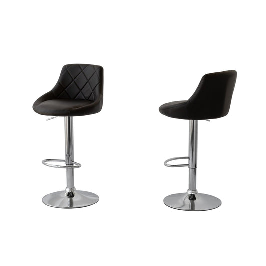 2 Diamond Style Padded Leather Barstools (Black) w/ Adjustable Height V196-BS524B_K