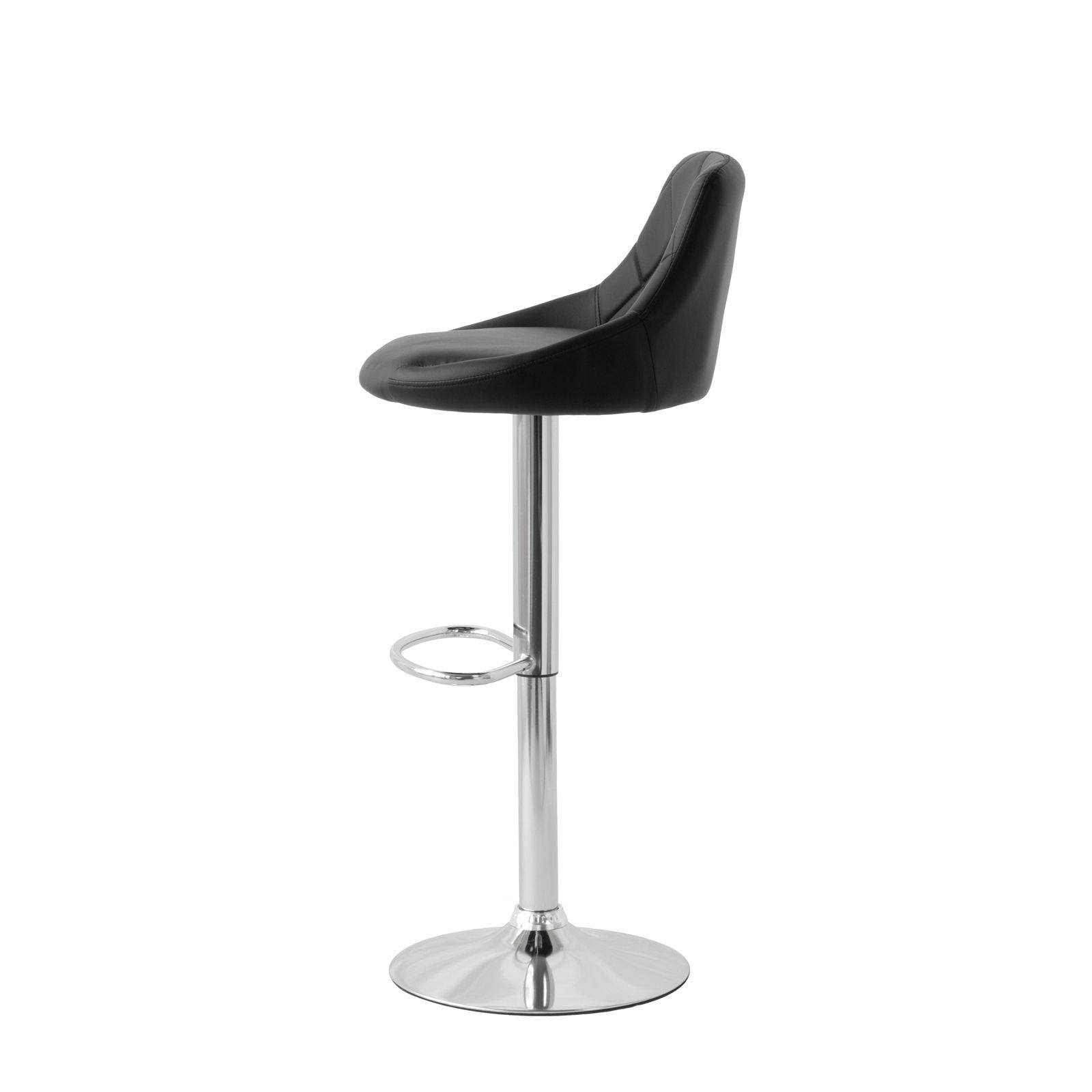 2 Diamond Style Padded Leather Barstools (Black) w/ Adjustable Height V196-BS524B_K