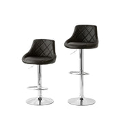 2 Diamond Style Padded Leather Barstools (Black) w/ Adjustable Height V196-BS524B_K