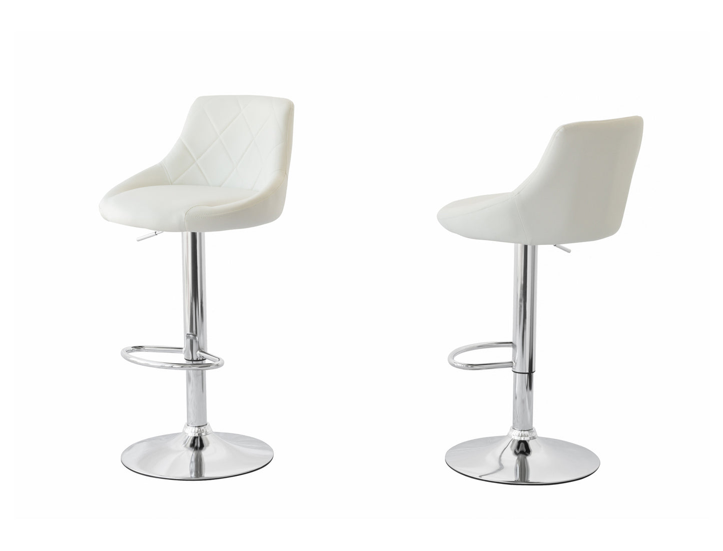 2 Diamond Style Padded Leather Barstools (White) w/ Adjustable Height V196-BS524W_K